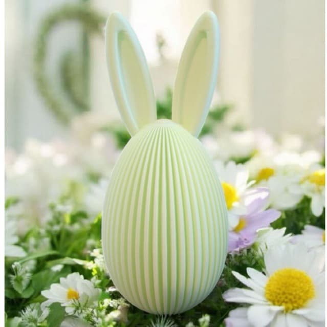 Ovo de Páscoa com orelhas de coelho 13 Cm Enfeite Decoração Mesa PLA3D