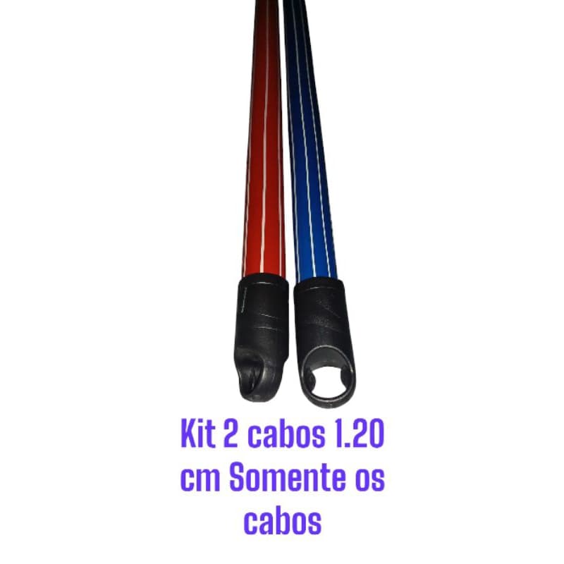 kit 2 cabo de vassouras e rodo 1.20 cm listrado