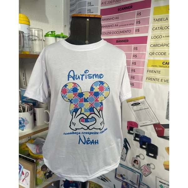 Camiseta Autismo Personalizada com Nome Infantil ou Adulto