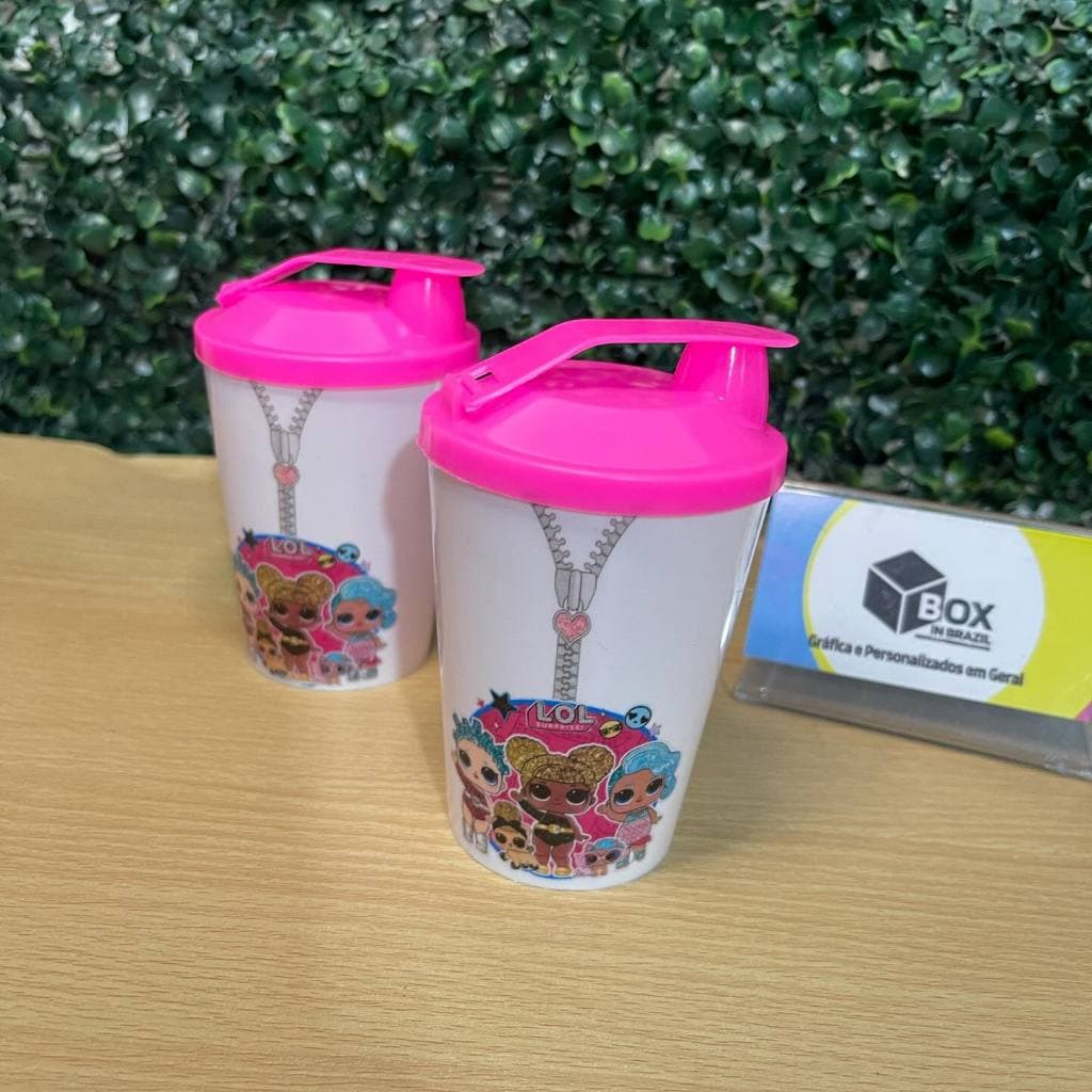 30 Copos Baby Shake LOL 220ml C/ Tampa Personalizado Fazemos Qualquer Tema