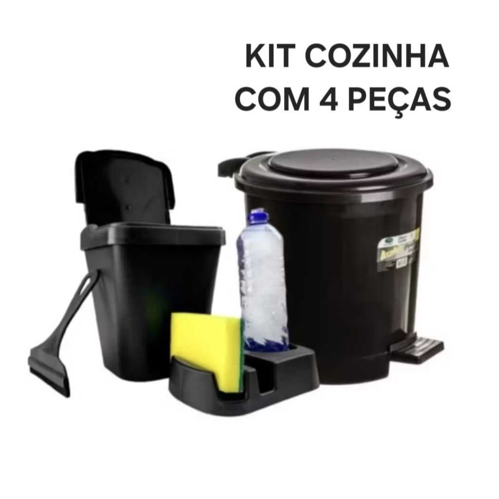 Kit De Pia Com Porta Detergente Rodinho de Pia Lixeira 4,8 Litros E Lixeira 7.5 Litros Cozinha