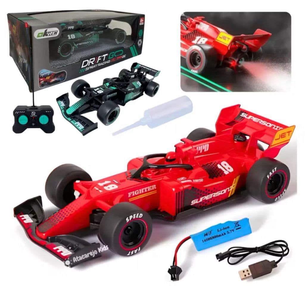 Brinquedo Carrinho Formula 1 Corrida Controle Remoto Recarregável Solta Fumaça Dia Das Crianças Envio Imediato