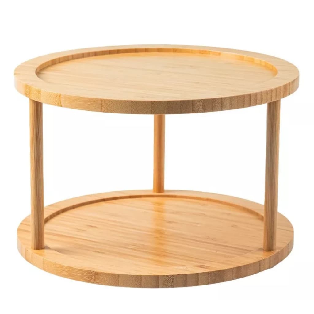 Organizador Giratório 2 Andares de Bambu 30cm X 30cm X 19cm - Lyor