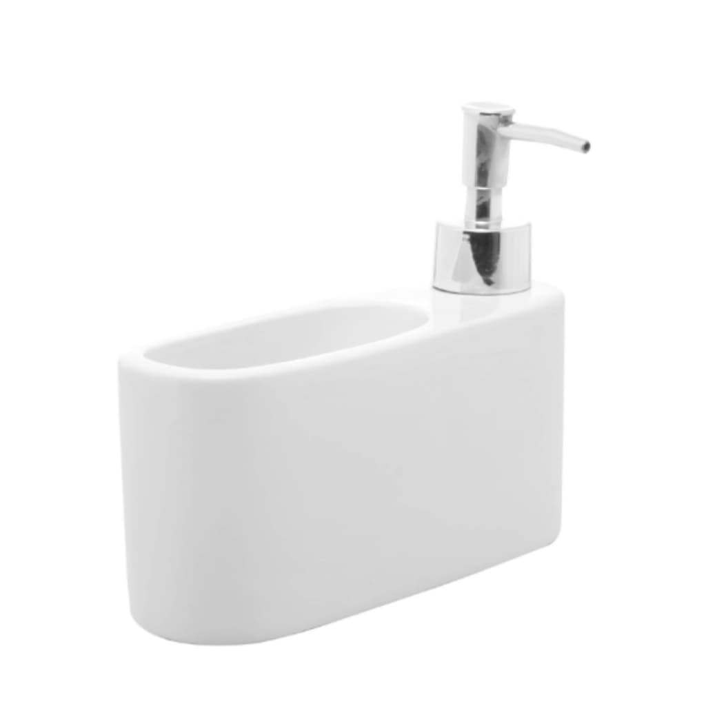 Porta Detergente de Cerâmica com Suporte para Esponja Branco - Lyor