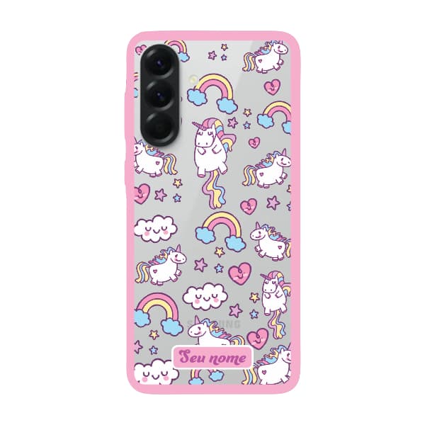 Capinha para Samsung A56 Anti Impacto Personalizada - Unicórnio com nome e fundo transparente