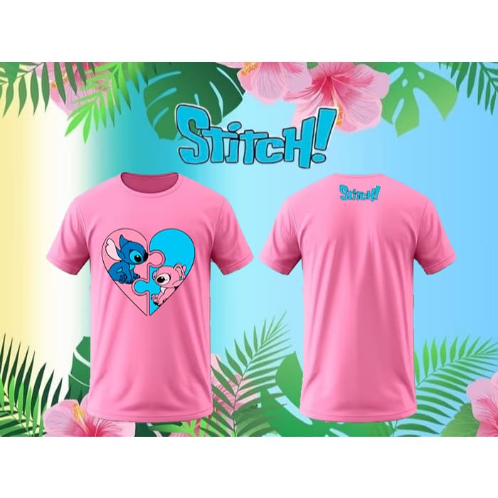 Camiseta Lilo Stitch Unissex Rosa e Azul Royal Adulto e Infatil 100% Algodão Envio Rapido
