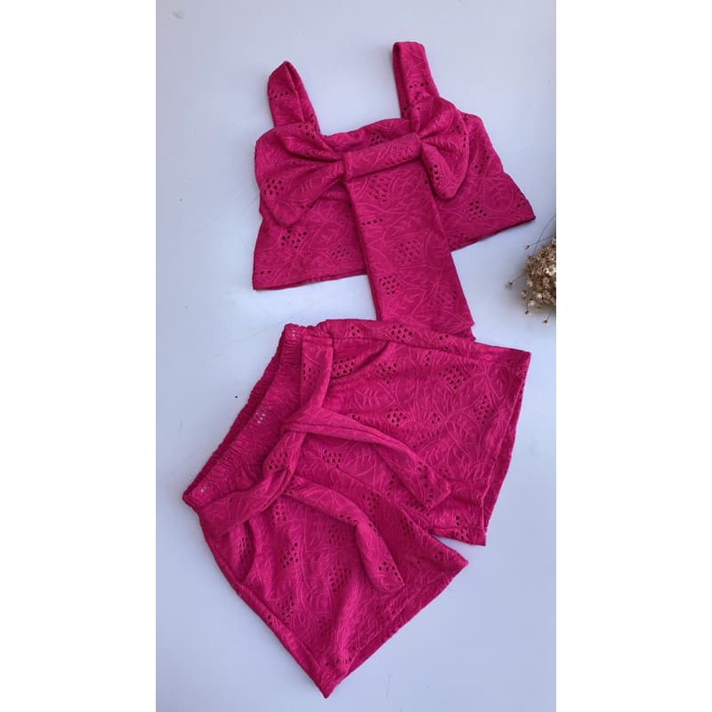 Conjunto De Verão Para Menina Feminino Infantil Cropped + Short Laíse Estiloso e Confortavel!