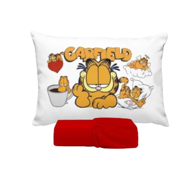 JOGO DE LENÇOL SOLTEIRO INFANTIL  GARFIELD QUARTO MENINO QUARTO MENINA FRONHA TRAVESSEIRO 2 PEÇAS