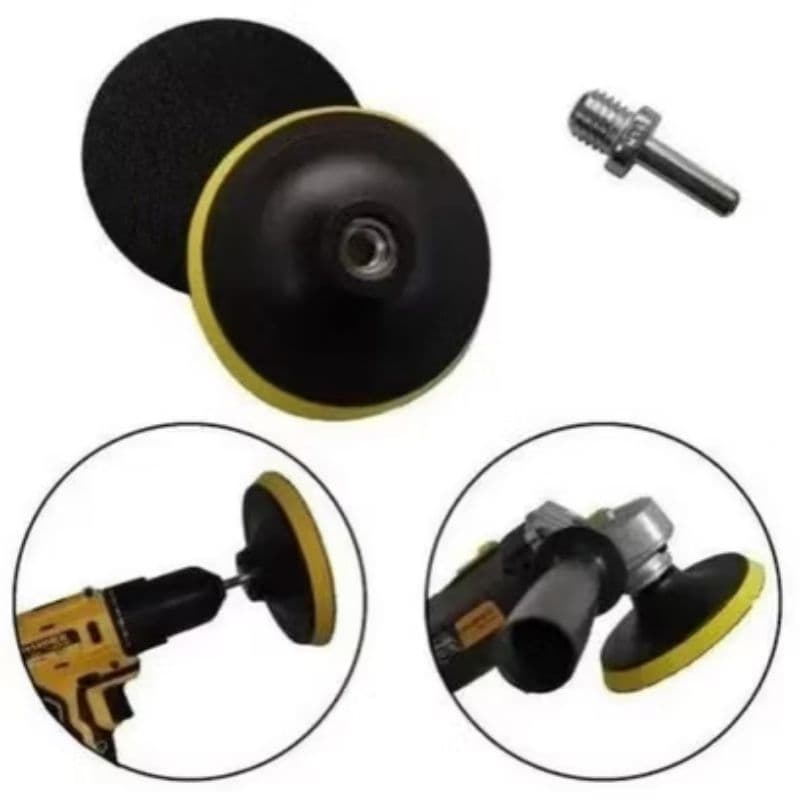 Suporte com Velcro para polimento automotivo, 3/4/5/6/7, rosca M10 e M14, pra Furadeira e Politriz. Polimento Automotivo