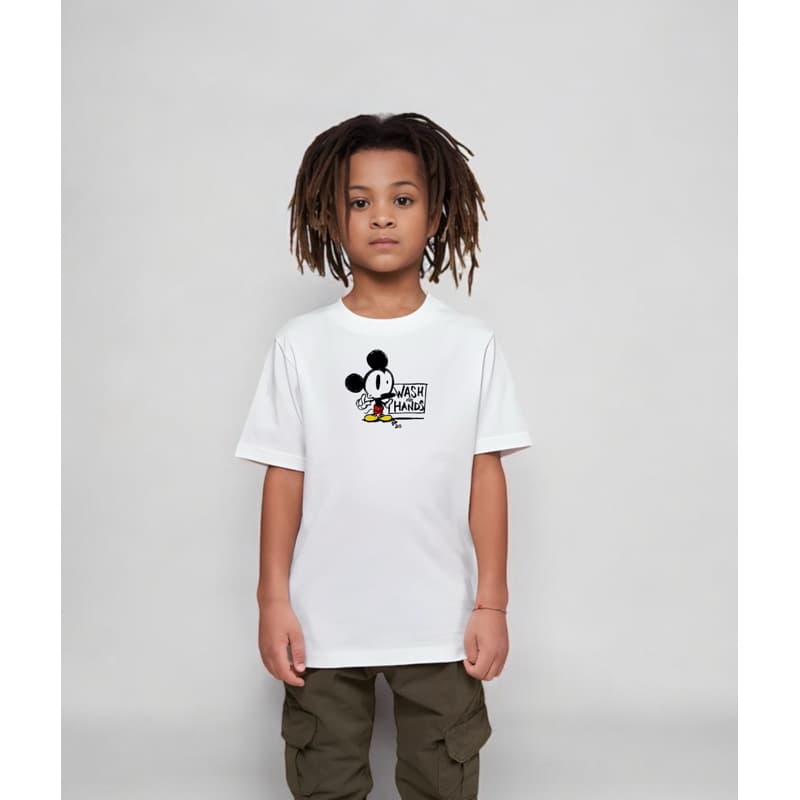 Camiseta Branca infantil Mickey Minimalista camisa unissex premium