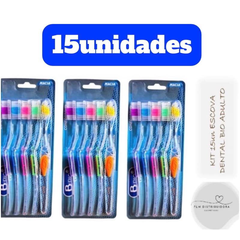 Kit 15un Bio Oral Escova Dental Adulto Macia