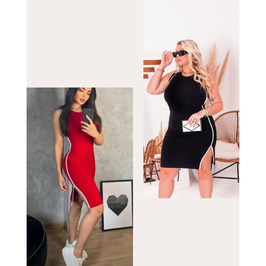 Vestido Midi Canelado Premium Forro Duplo Elegante