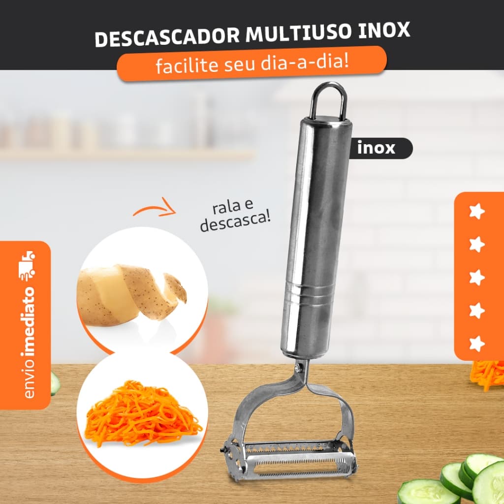 Descascador Ralador De Frutas Legumes Aço Inox - Bhz Store