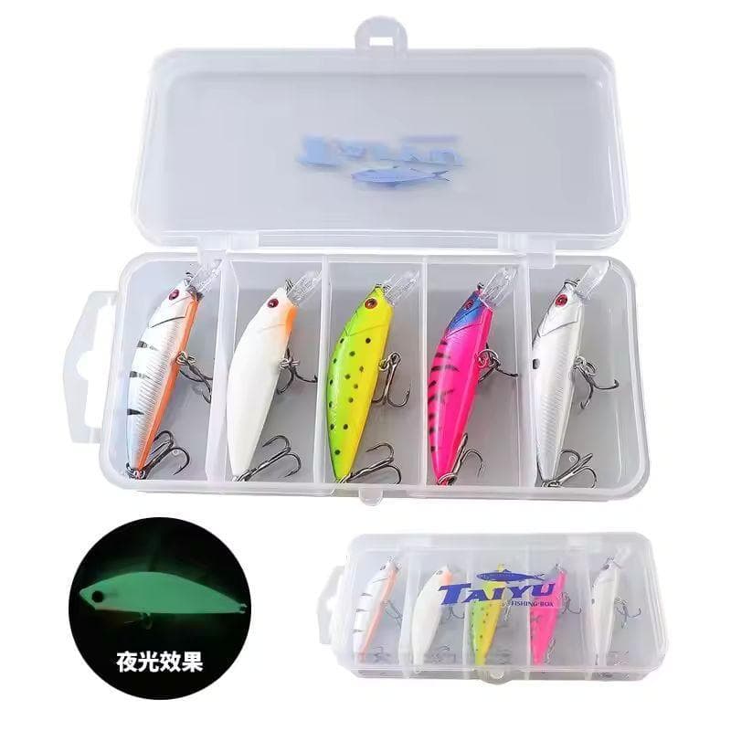 5 pçs isca Artificial com Estojo 50mm 6.3g luminosa minnow de afundamento lento realista