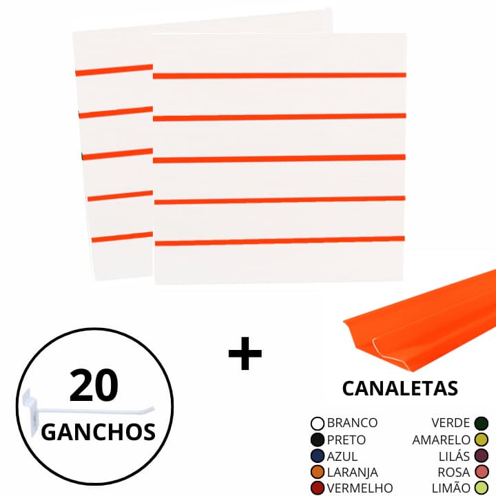 Kit 2 Paineis Canaletados 60x60 + Canaletas + 20 Ganchos ENVIO IMEDIATO