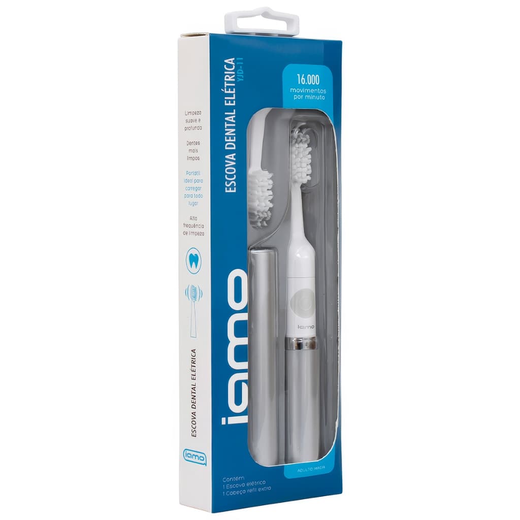 Escova De Dentes Elétrica Cerdas Macia Essentials+ Iamo Giratória A Pilha Escovar Portátil