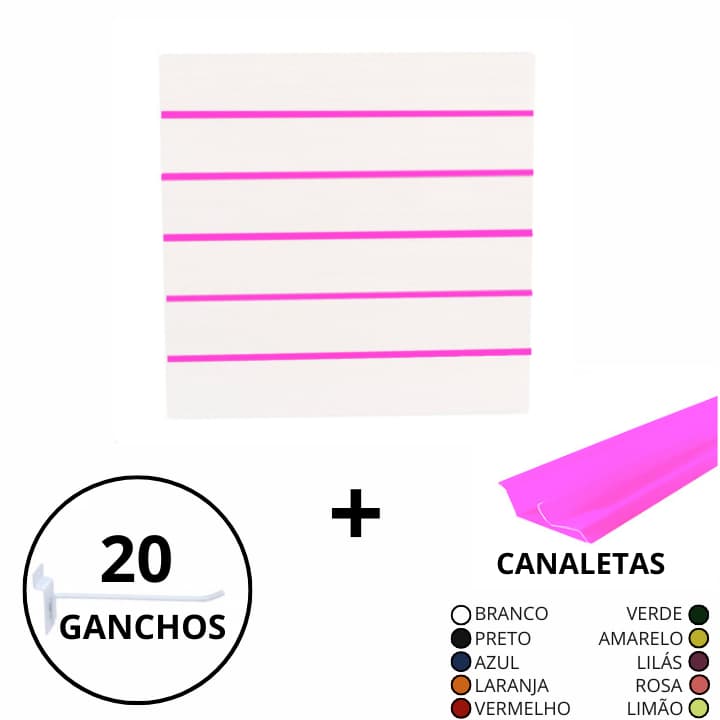 Kit Painel Canaletado 60x60 + Canaletas + 20 Ganchos Metálicos ENVIO IMEDIATO