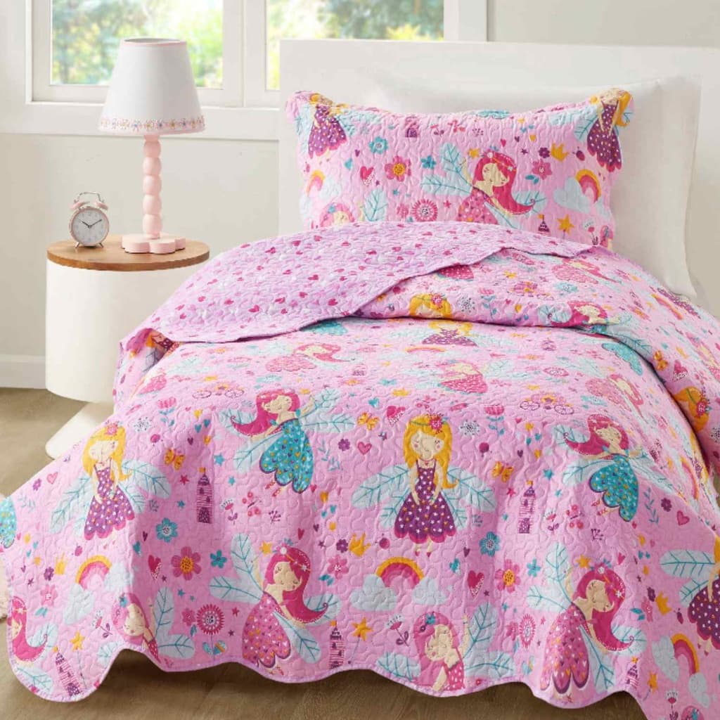 Colcha Infantil Cobre Leito Solteiro 2 Peças Dupla Face 2,40x1,60m Menina Princesa Bailarina Pets