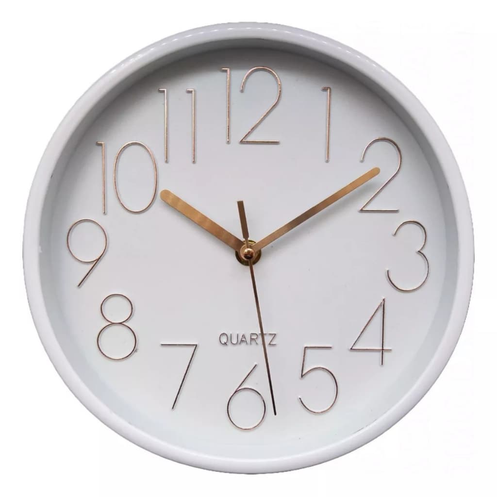 Relógio Decorativo de Parede 23cm Redondo Silencioso Moderno Decoração Quarto Cozinha Escritorio