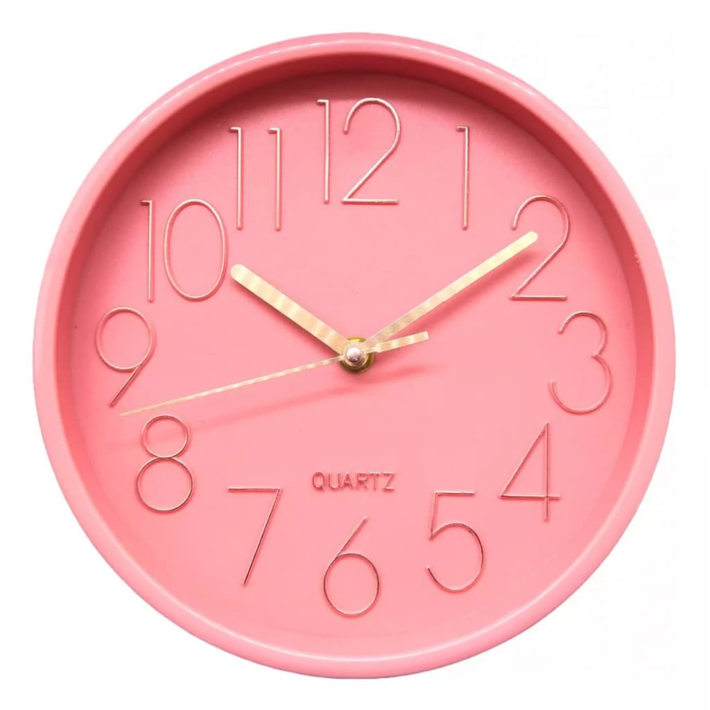 Relógio Decorativo de Parede 23cm Redondo Silencioso Moderno Decoração Quarto Cozinha Escritorio