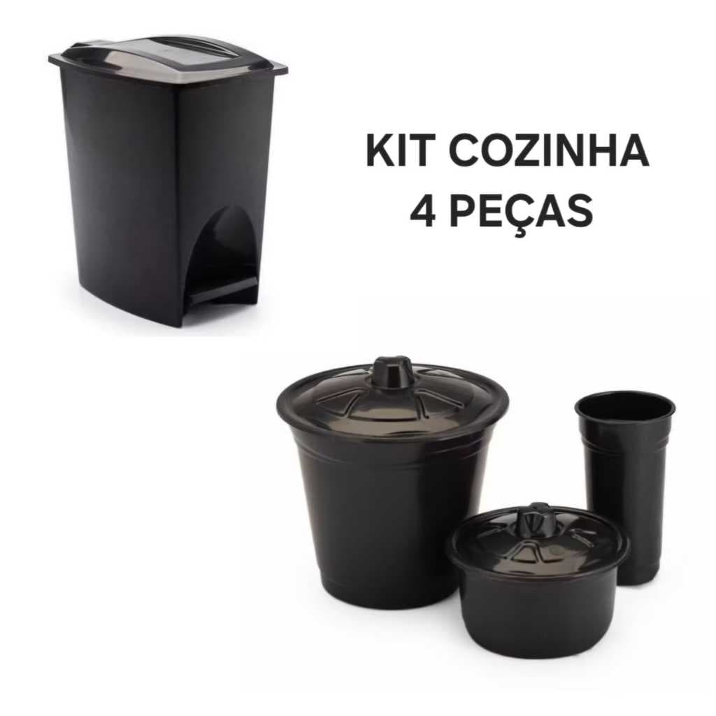 Kit 4 Pecas Lixeira Para Pia Com Organizador E Porta Detergente  + 01 Lixeira 7 Litros Quadrada Liimpeza Cozinha