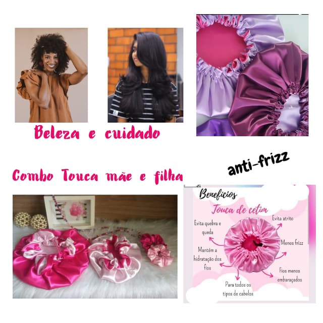 Touca Banho Cetim Dupla Face Anti frizz Com Regulador Ajustável + 1 Xuxinha Anti Frizz Qualidade Premiun envio imediato
