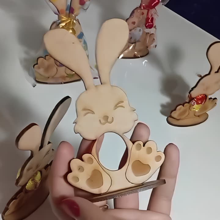 Kit 10 Coelhinhos de Páscoa em MDF 12cm - Lembrancinha - (OVINHO NÃO INCLUSO)