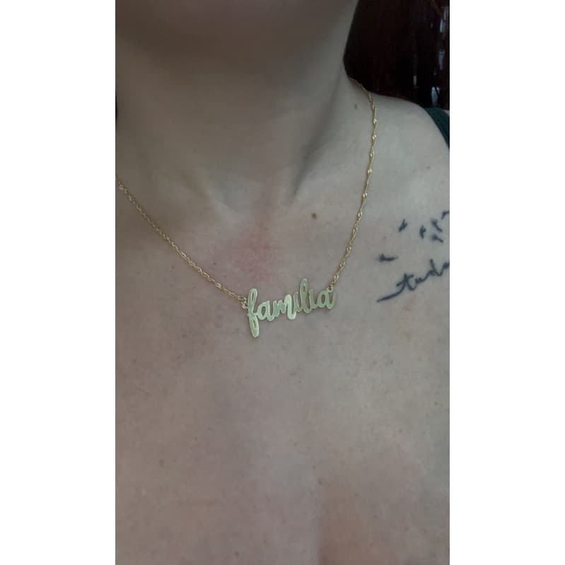 Colar Corrente Escrita Família Banhado Ouro - Semijoias - Feminino Acessório