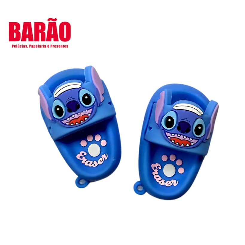 Kit Stitch / Borracha e chaveiro chinelinho Stitch / Borracha escolar e chaveiro