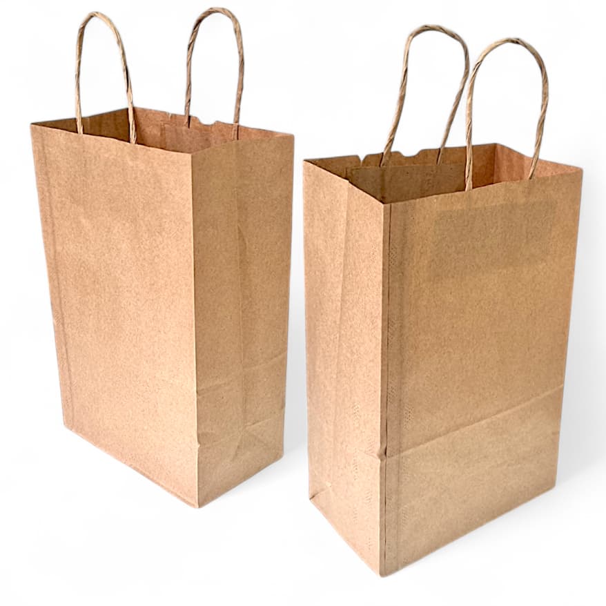 Kit com 100 Sacolas Kraft 18x28x11 com Alça Torcida - Perfeitas para Delivery e Transporte de Lanches