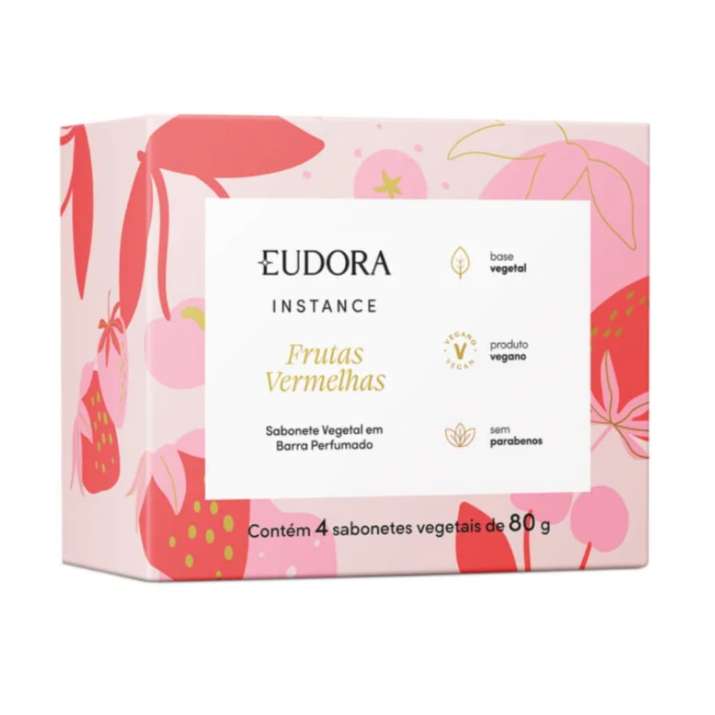 Sabonete Vegetal em Barra Perfumado Instance Frutas Vermelhas 4x80g