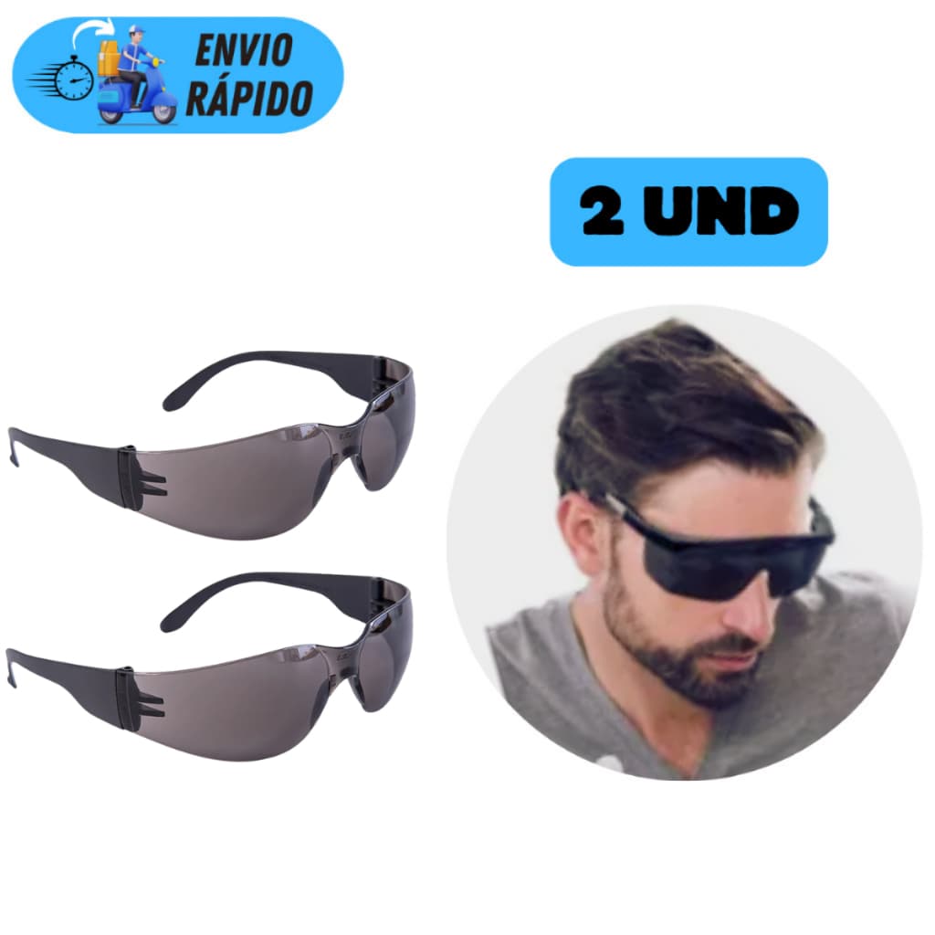 ÓCULOS DE PROTEÇÃO FUME ANTI RISCO PROTEÇÃO UV PARA SEGURANÇA NO TRABALHO EPI COM CA ESCURO