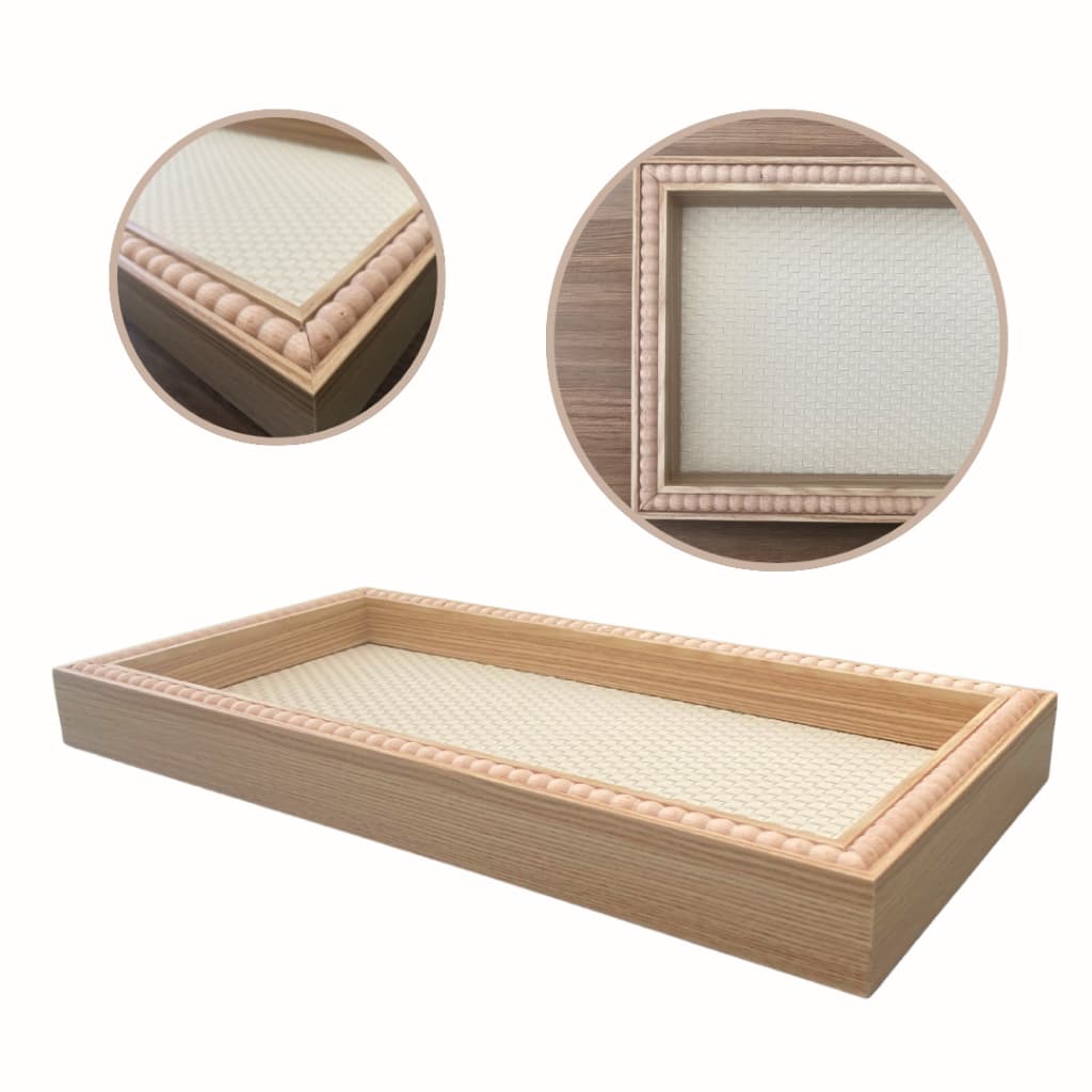 Bandeja de MDF Madeira Balls Lyor 42cm x 22cm x 4,5cm Decorativa Servir