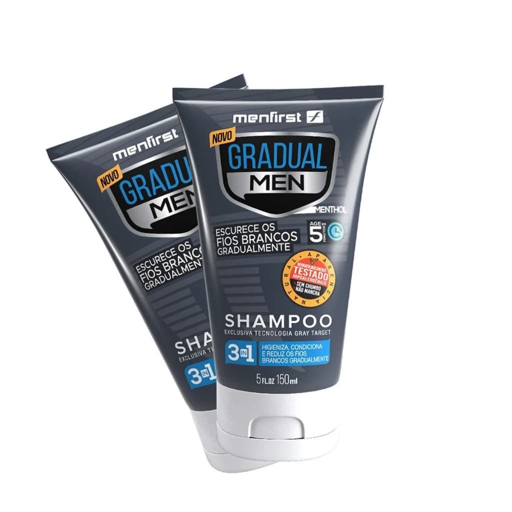 Shampoo Escurecedor De Cabelo Gradual Men Original kit 2 Unidades.