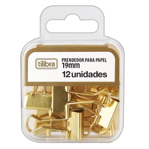 PRENDEDOR DOURADO DE PAPEL ESPECIAL 19MM C/12 (178250) TILIBRA