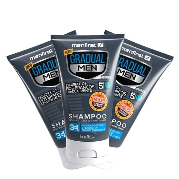 Shampoo Escurecedor De Cabelo Gradual Men Original kit 3 unidades.