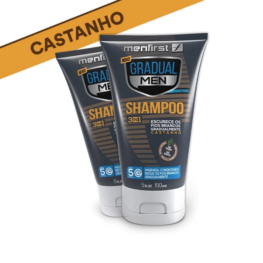 2 Shampoo Escurecedor De Cabelo Gradual Men Original ( CASTANHO.)