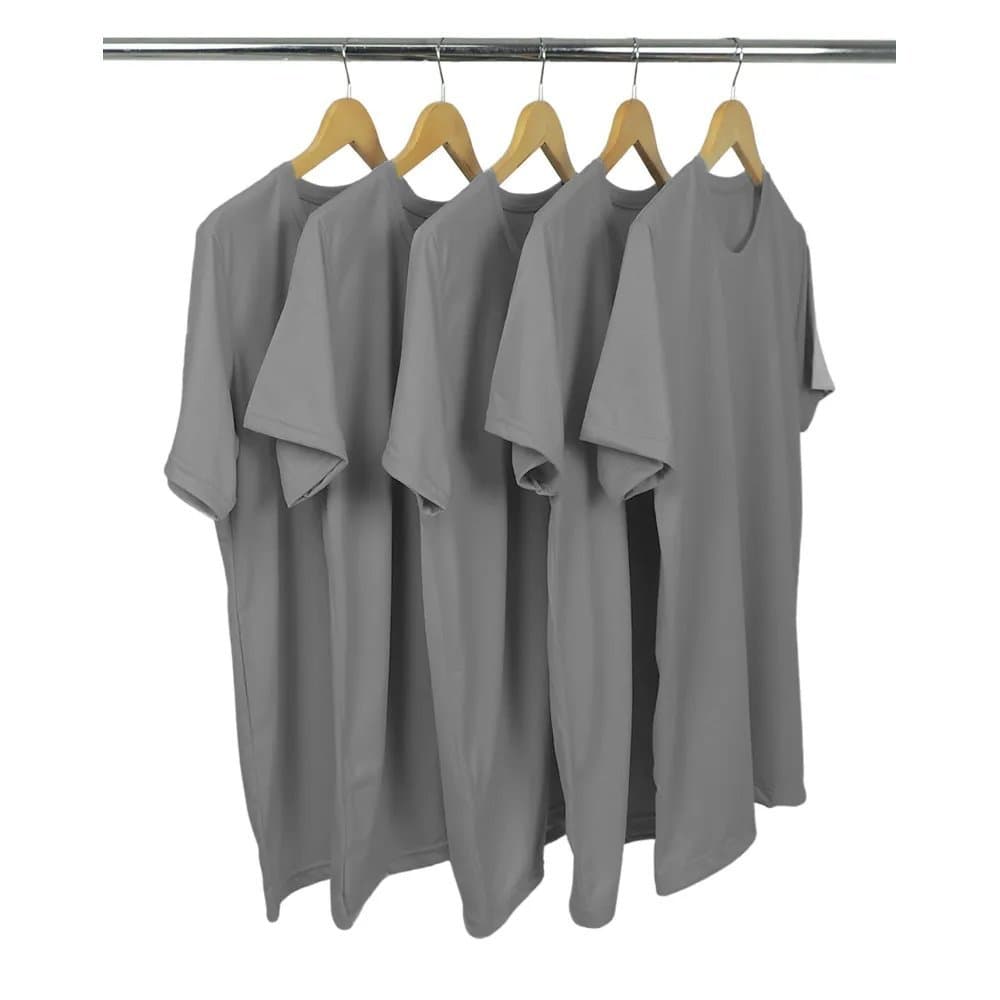 Kit 5 Camisetas Malha Fria Masculina Básica Lisa para Uniformes Loja Mirante