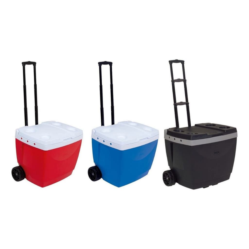 Caixa Térmica 42L Com Rodinha Cooler Grande Até 56 Latinhas Azul Vermelho Preto