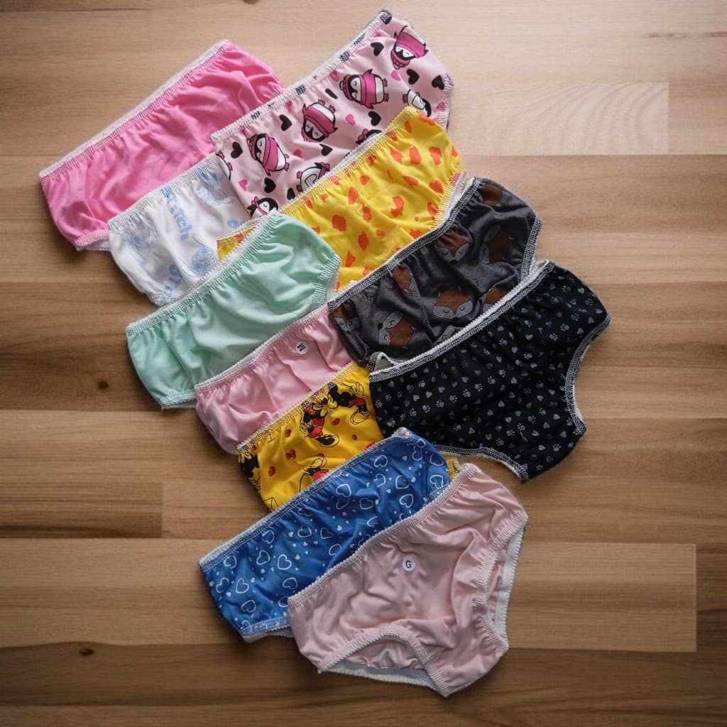 Kit 5 Calcinha Infantil Estampadas Calçolinha de Malha Juvenil para Desfralde