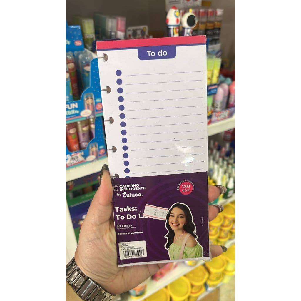REFIL CADERNO INTELIGENTE TO DO BY LULUCA 30 FOLHAS 88X200 PAUTADO