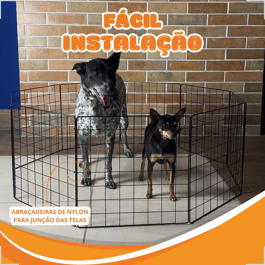 Cercado Modular 9 Telas 40x40 para Pet Grade Aramada para Cães Gatos Filhotes e Área de Proteção