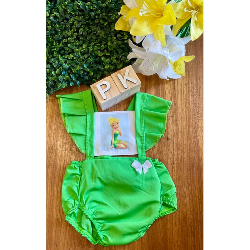 romper bebe menina fantasia sininho Mesversário com laço