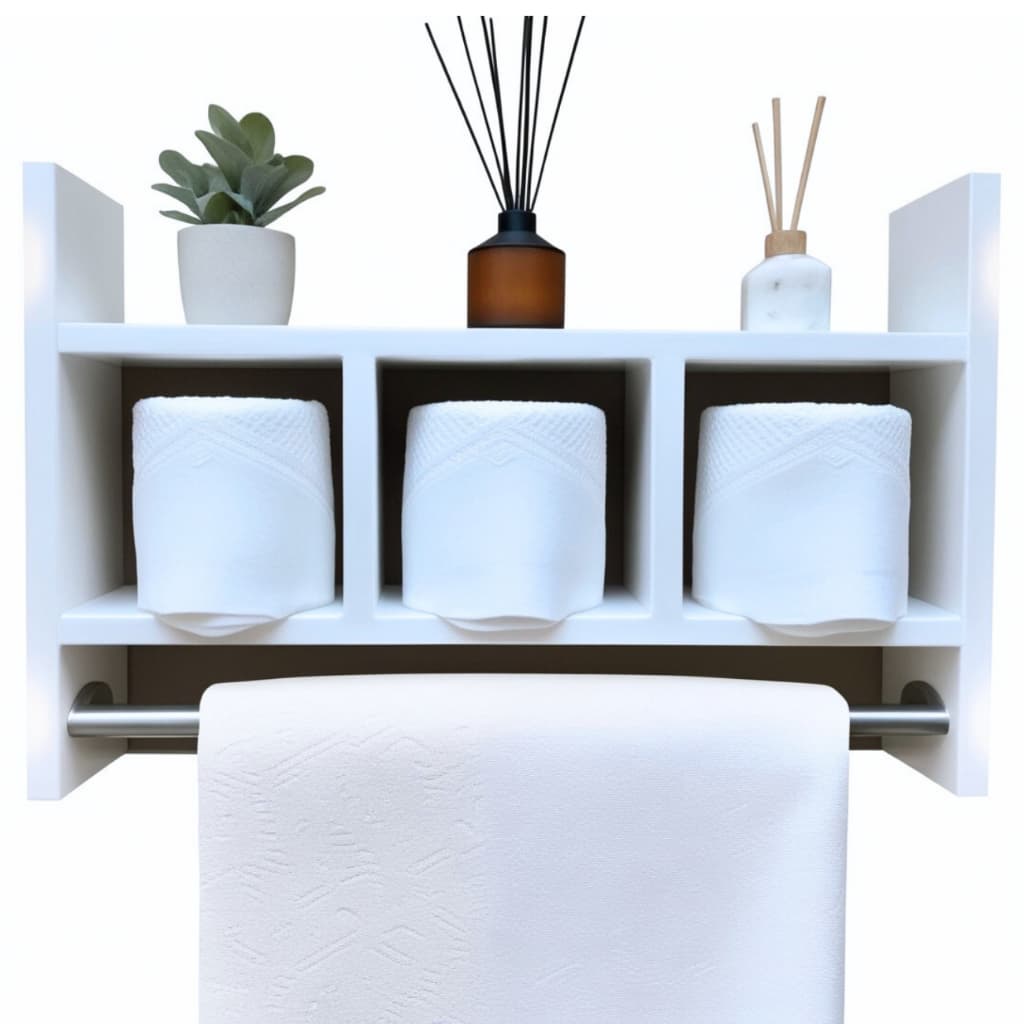 Nicho de Banheiro Parede Porta Papel Higiênico Toalheiro Prateleira Multiuso Suporte MDF Branco Montado