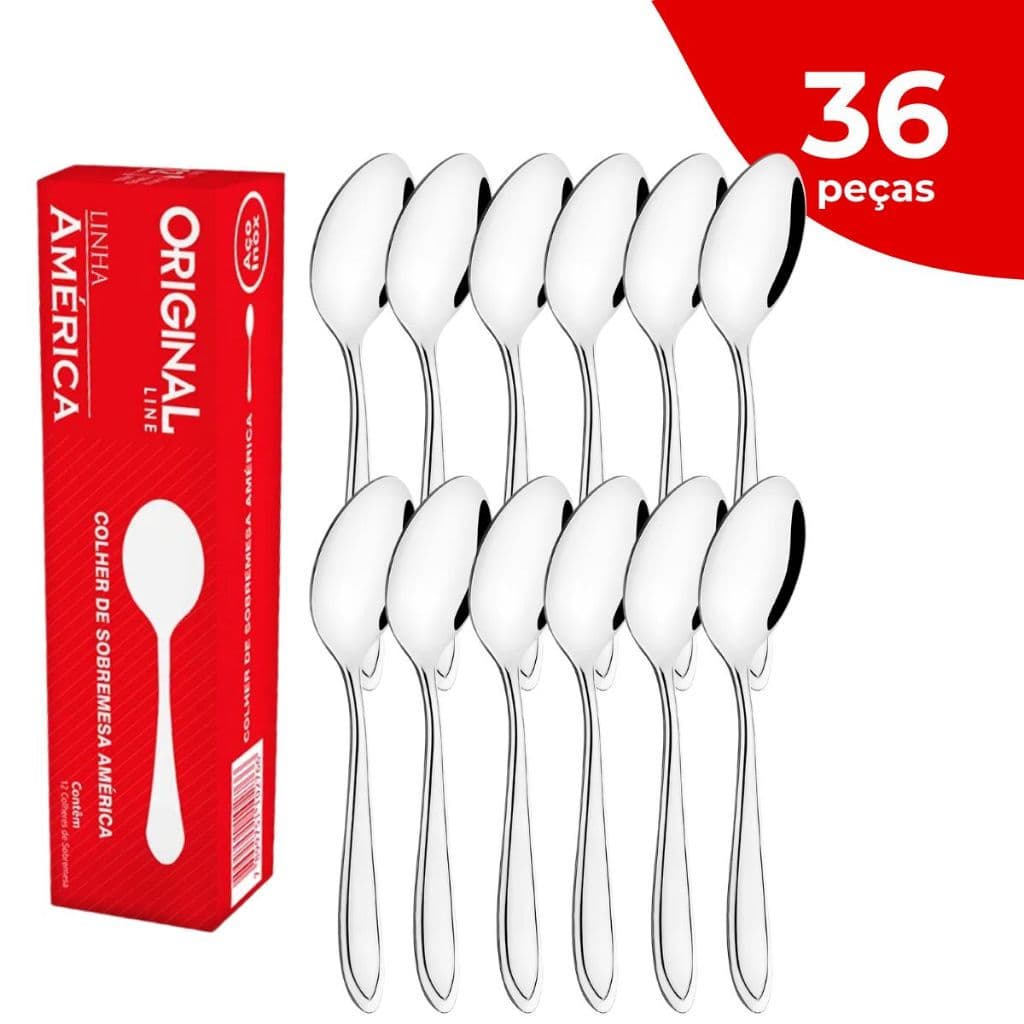 Kit 24 Colheres de Sobremesa Aço Inox América Restaurante Lanchonete Laguna Tramontina