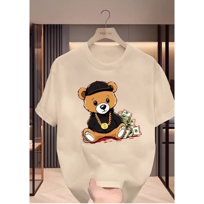 Camiseta Infantil Menino Urso Dolar Camisa estampada 100% algodão