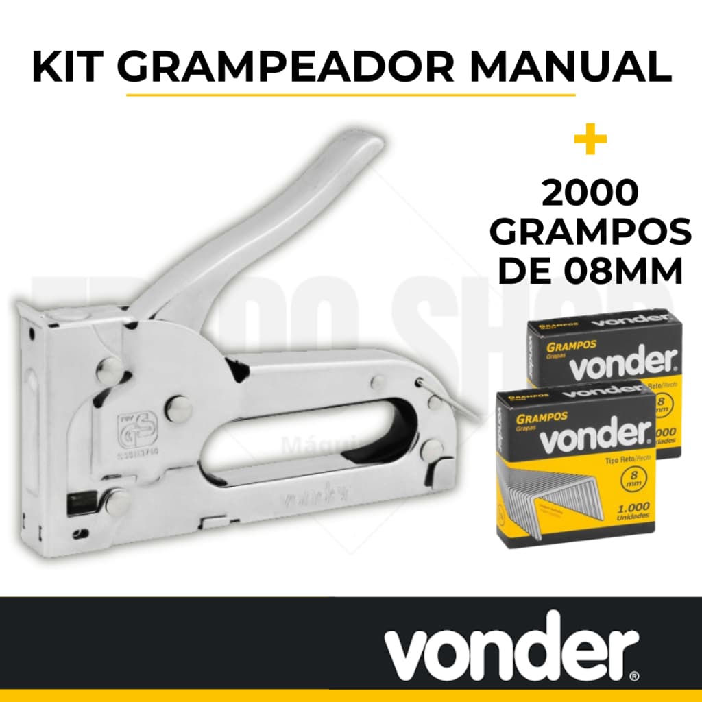 KIT Grampeador MANUAL  + 2000 grampos 08mm VONDER
