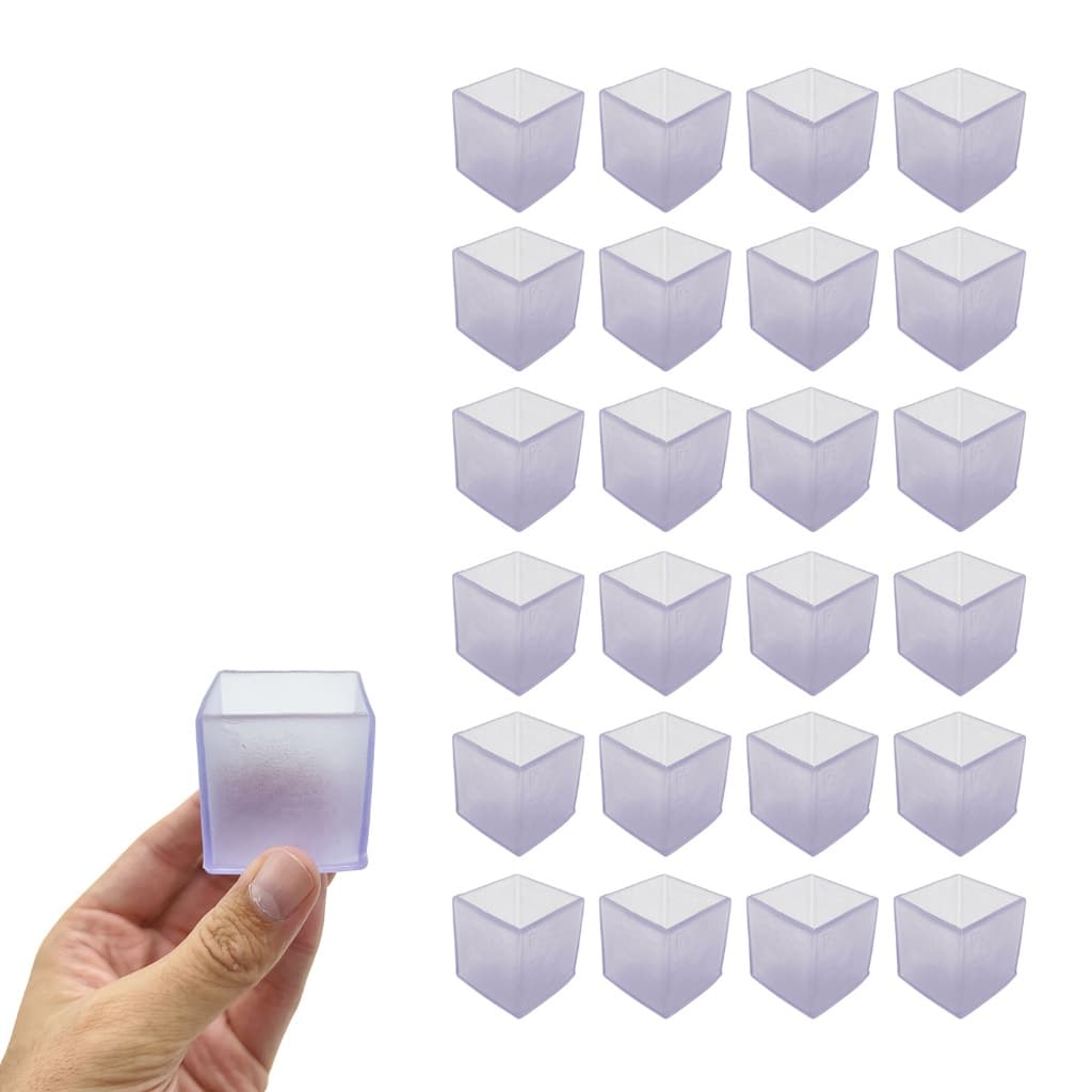 24pcs Protetor Quadrado Silicone Pé De Cadeira Móveis Anti Derrapante Ruído Barulho Risco Chão Piso