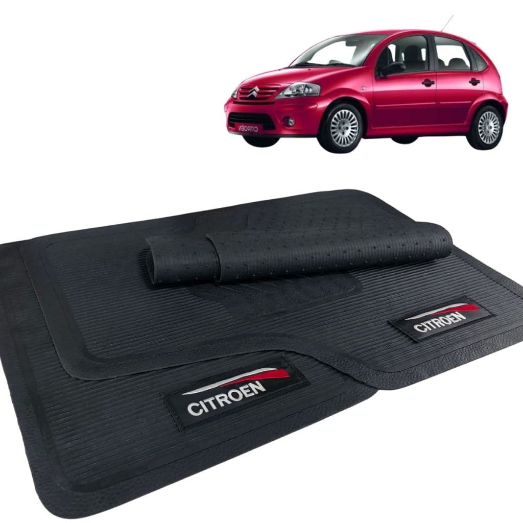 Tapete para Carro Citroen C3 2003 2004 2005 2006 2007 2008 2009 2010 2011 Borracha Com Logo