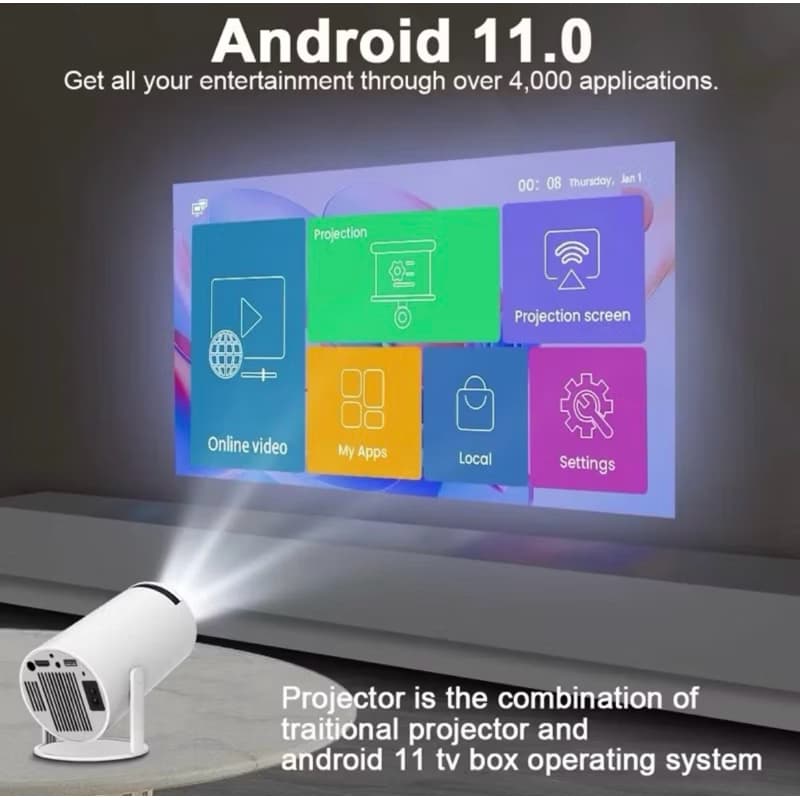 Projetor 4K HD 150 Polegadas Celular, Tv B0x, Xbox, PS, Pc, Wifi e Bluetooth HY300 Magcubic 110/220